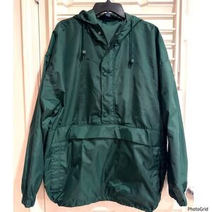 JCrew Sport Jacket Windbreaker Oarsman Hooded Pullover 90s Anorak Vintage Green